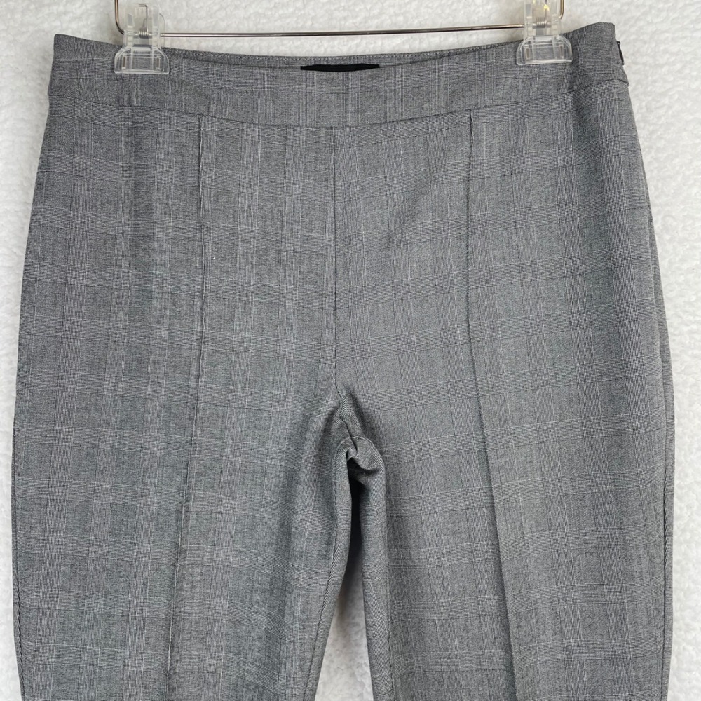 Talbots High-Waist Skinny Ankle Pants Grey Glen Plaid Side Zip Trousers Size 10